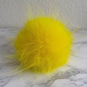 Yellow Real Fur Pom Pom for beanie hat or knit hat, Fosrion 6.5” pom pom Racoon